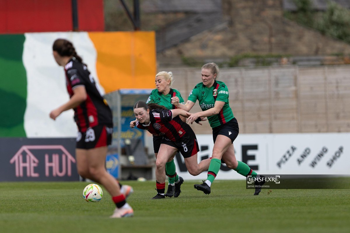 Hannah Healy of Bohemians is fouled during the All-Island Cup Group match between Bohemians and Glentoran at Dalymound Park, Dublin.