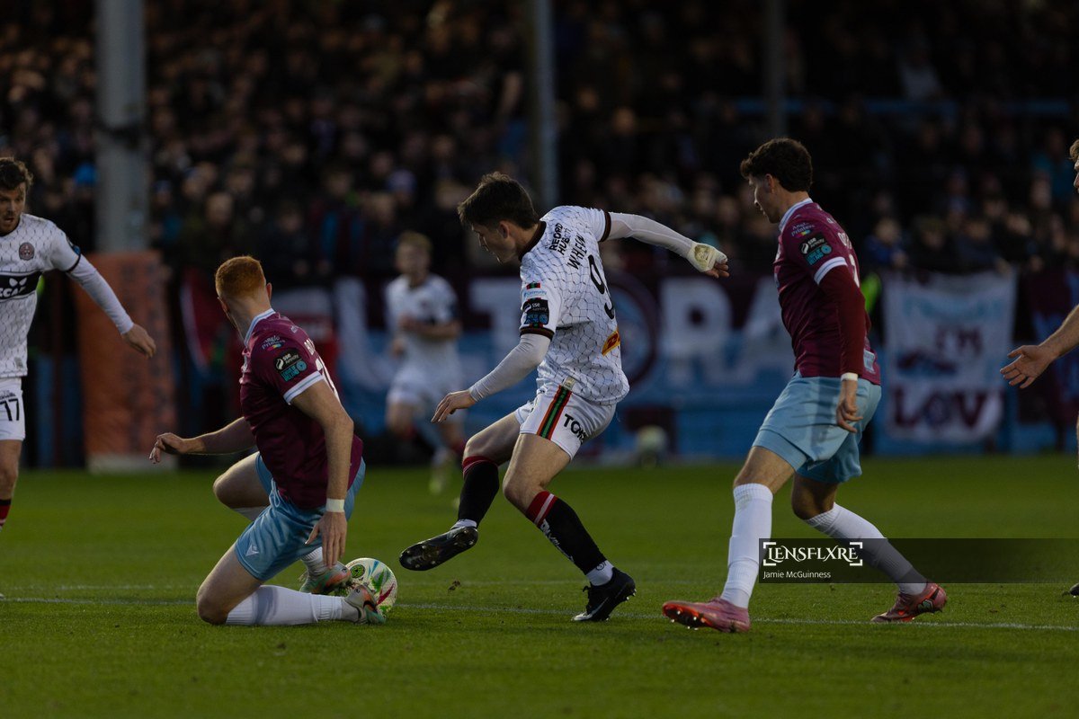 Colm Whelan of Bohemian FC with control of the ball during the SSE Airtricity League Men's Premier Division match between Drogheda United FC and Bohemian Football Club at Sullivan &amp; Lambe Park.